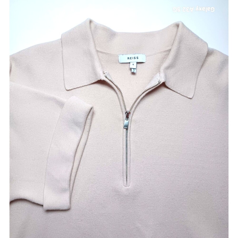 Reiss‎ Jetta Polo Knit Short Sleeve Sweater 1/4 Zip Small Minimalist Old Money